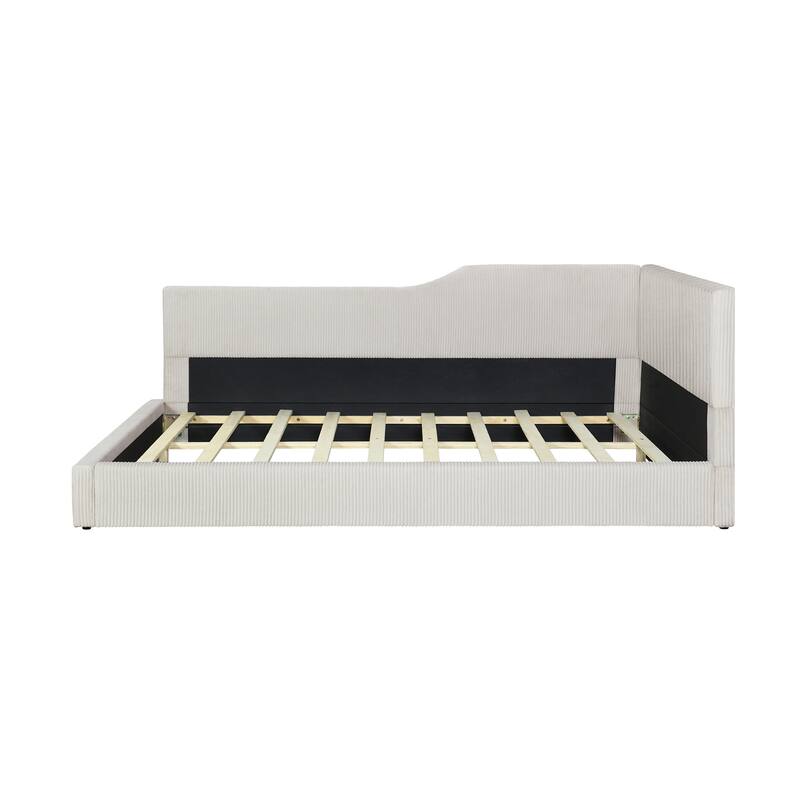 Upholstered L-Shaped Daybed for Relaxing and Hosting,Perfect for Various Home Decor Styles