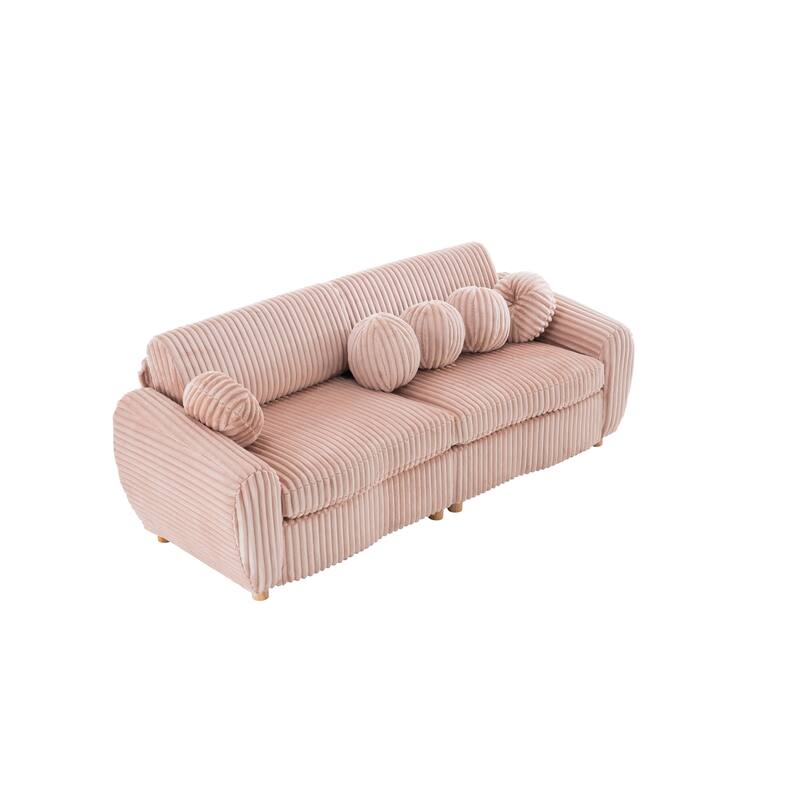 Oversized Corduroy Loveseat Couch Deep Seat Sofa with Solid Wood Frame