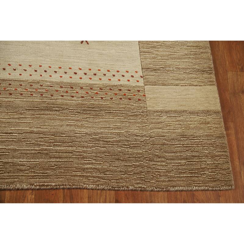 Hand Knotted Oriental 100% Wool Carpet Tribal Tribal Beige & Ivories Gabbeh Area Rug - 7' 6'' X 5' 5''