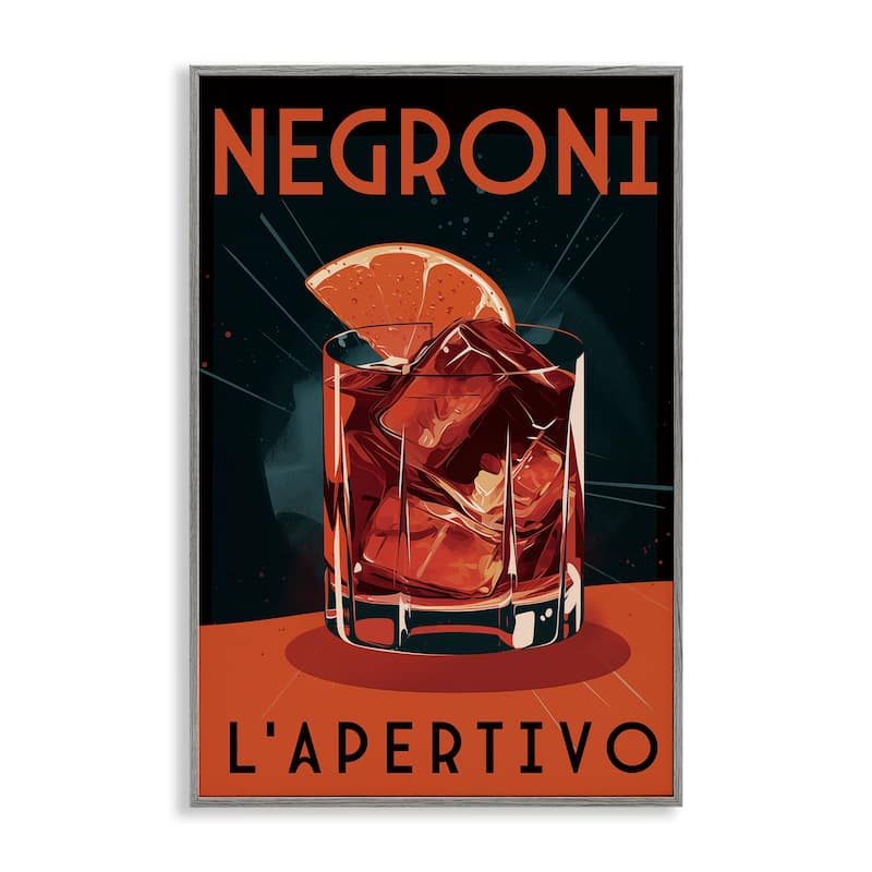 Stupell Vintage Midcentury Negroni Drink Framed Giclee Art Design By Andreas Magnusson - 20 x 30 - Grey