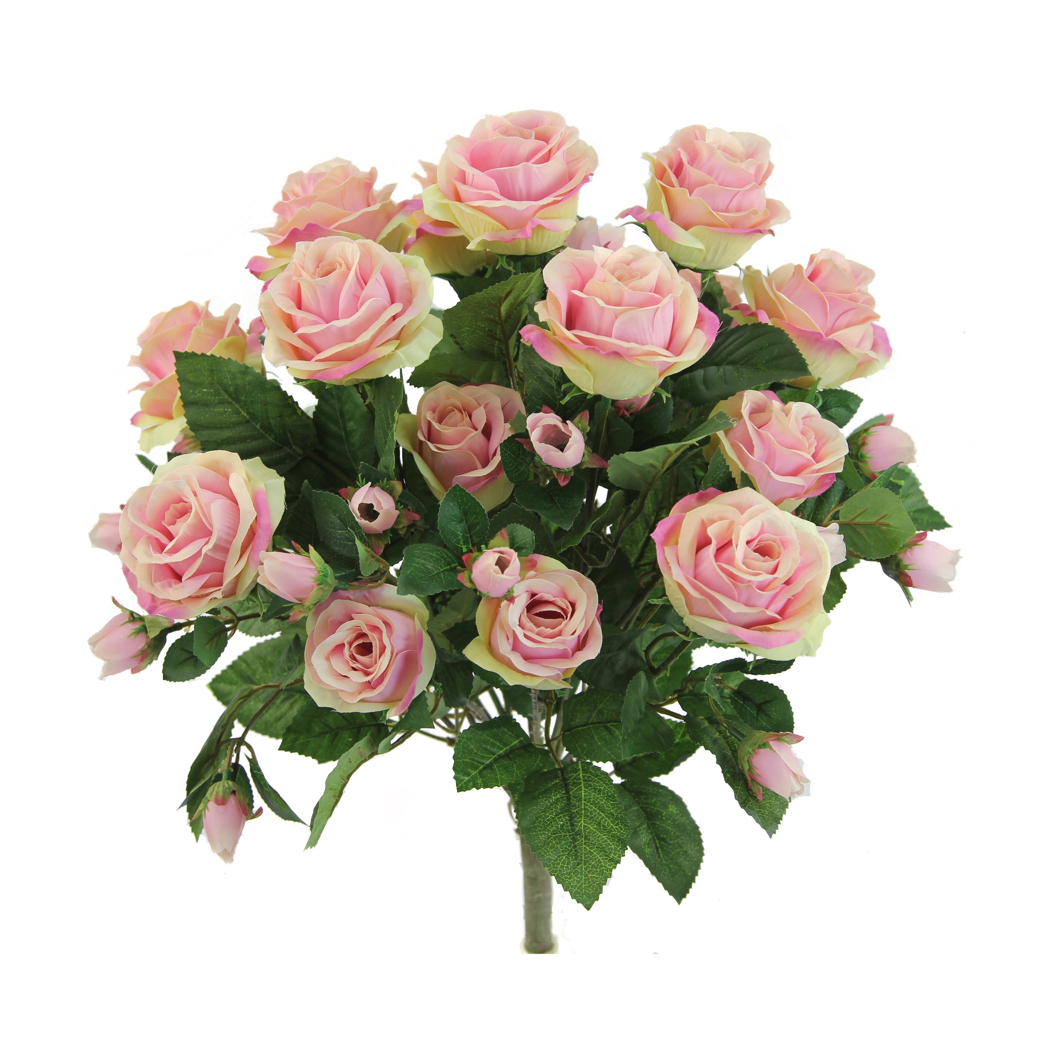 5 Stems Faux Rose and Rose Bud Flower Bush - Overstock - 19812936