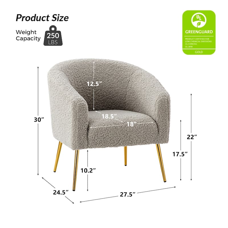 Rovigo Modern Upholstered Living Room Chair Barrel Chair with Metal Legs Set of 2 by HULALA HOME