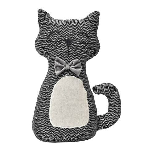 3D Cat Fabric Weighted Bag Door Stop 2.3 lbs Black White - 11"H x 8"L x 4"W