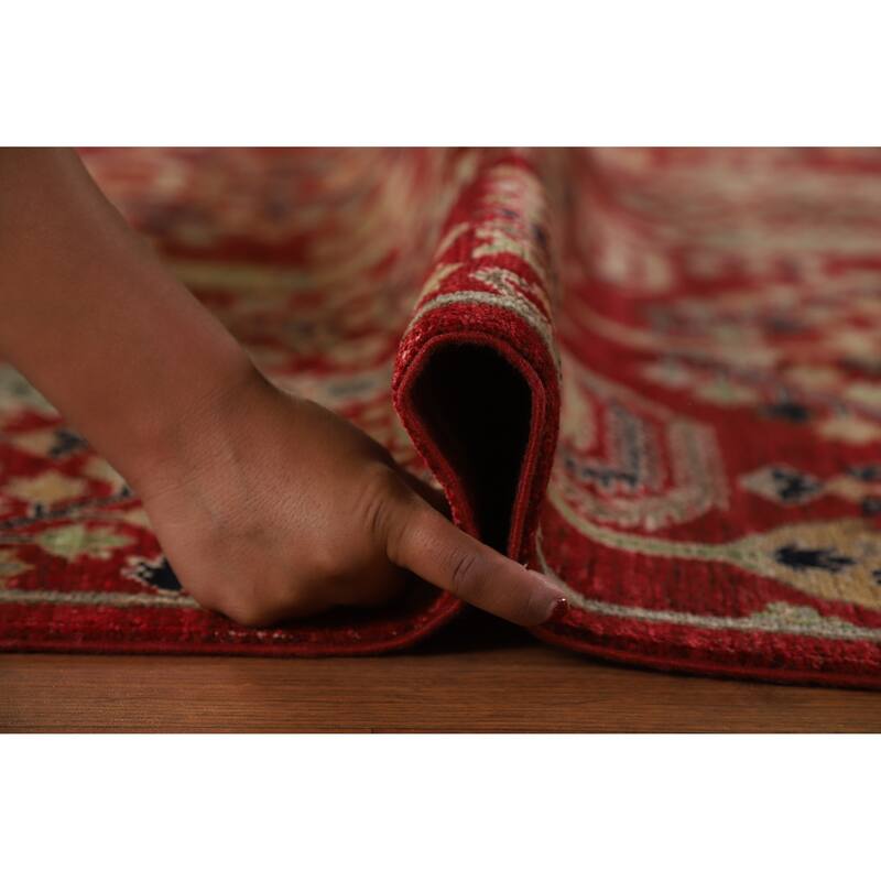 Hand Knotted Oriental 100% Wool Carpet Traditional All-Over Red Ziegler Area Rug - 9' 9'' X 6' 7''