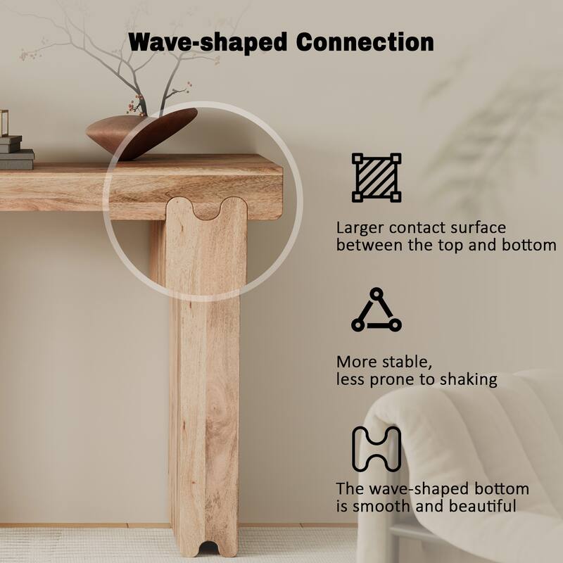 Console Table, Farmhouse Mango Wood Entryway Table, 45-Inch Thickened Sofa Table, Minimalist Narrow Console Table