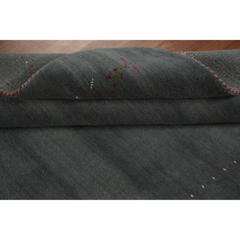 Hand Knotted Oriental 100% Wool Carpet Tribal Tribal Greys & Charcoal Gabbeh Area Rug - 7' 9'' X 5' 0''