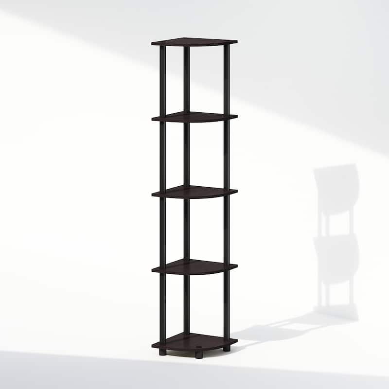 5 Tiers Wood Household Shelving Unit in Dark Walnut (11.6 in. W x 57.7 in. H x 11.6 in. D)