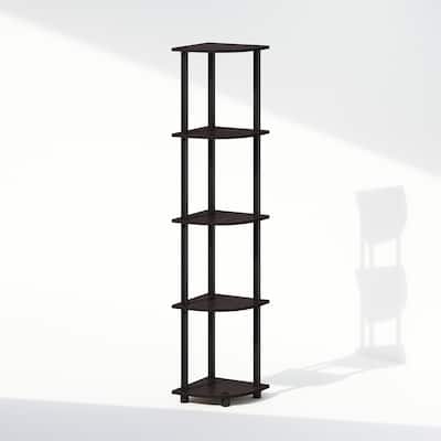 5 Tiers Wood Household Shelving Unit in Dark Walnut (11.6 in. W x 57.7 in. H x 11.6 in. D)