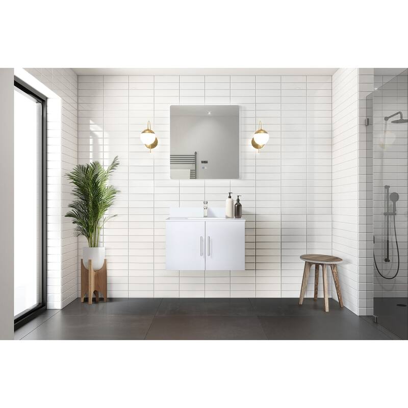 Geneva 30 in. W x 22 in. D Dark Grey Bath Vanity and White Quartz Top