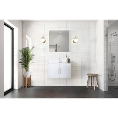 Geneva 30 in. W x 22 in. D Dark Grey Bath Vanity and White Quartz Top
