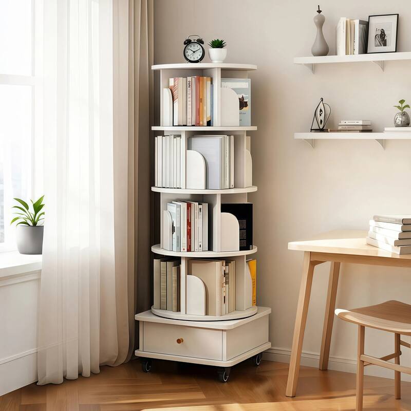 5\6 Tier Rotating Bookshelf,360° Display Round Spinning Bookshelf