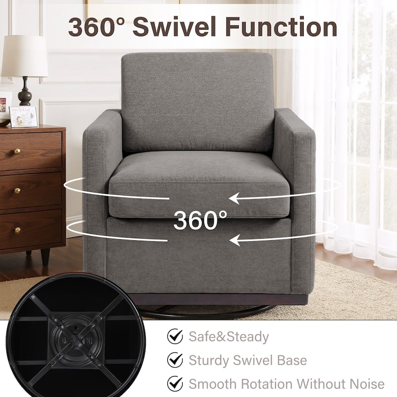Modern Upholstered Swivel Accent Armchair Set of 2