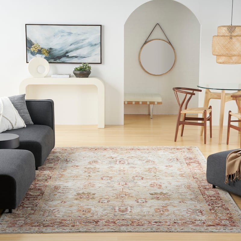 Nourison Petra Traditional Persian Medallion Border Area Rug - 5' 3" x 7' 8" - Ivory - Rectangle
