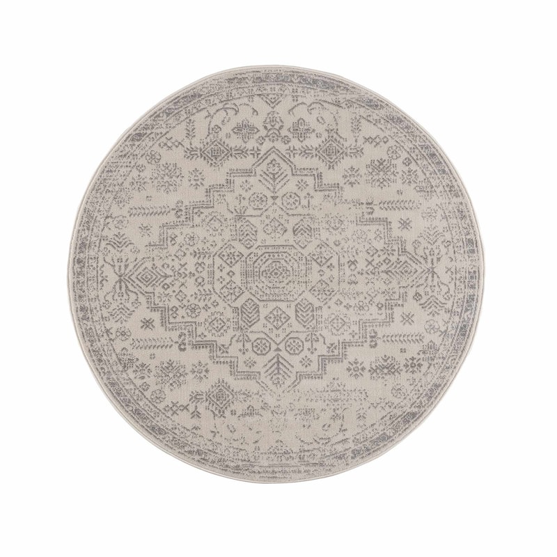 Hauteloom Tigris Modern Traditional Abstract Farmhouse Neutral Grey / Beige Area Rug