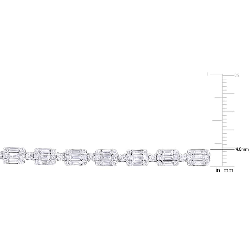 Miadora 4 1/2ct TDW Multi-shaped Diamond Vintage Bracelet 14k White Gold-7.25 in.