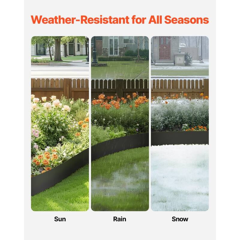 3 Pieces Galvanized Steel Landscape Edging Rust-Resistant Yard Border for Flower Beds or Pathways - 40 x 6 x 0.06 in