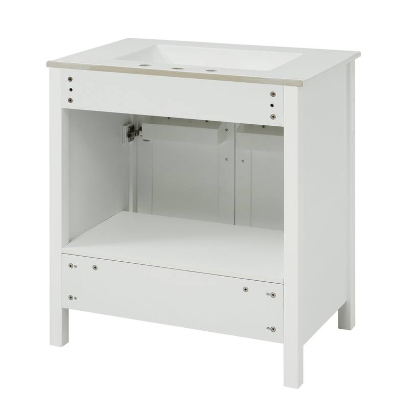 30-Inch Bathroom Vanity with Ceramic Sink, Ample Storage & Soft-Close Doors - Ideal for Small Bathrooms