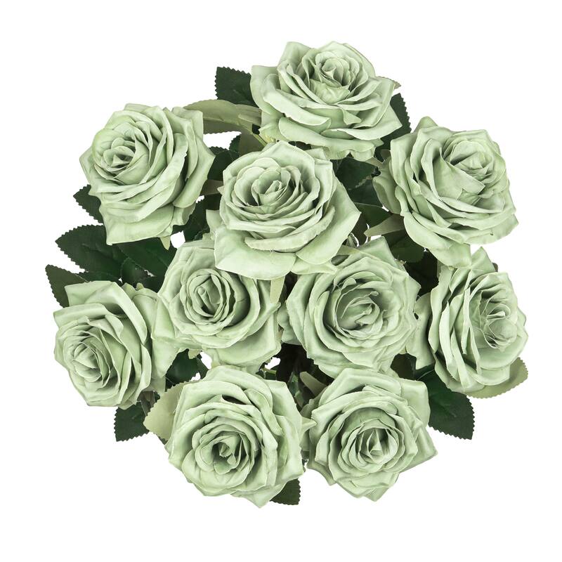 Set of 2 Artificial Queen Rose Flower Stem Bush Bouquet 18in