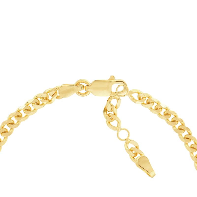 Curata 14k Yellow Gold 7.25" Dangling Evil Eye Curb Chain Bracelet