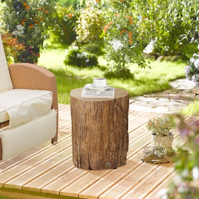 Decorative Side Table with Round Tabletop, Wood Grain Finish