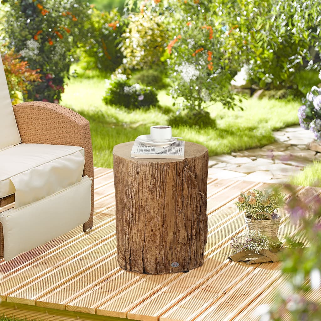 Decorative Side Table with Round Tabletop, Wood Grain Finish