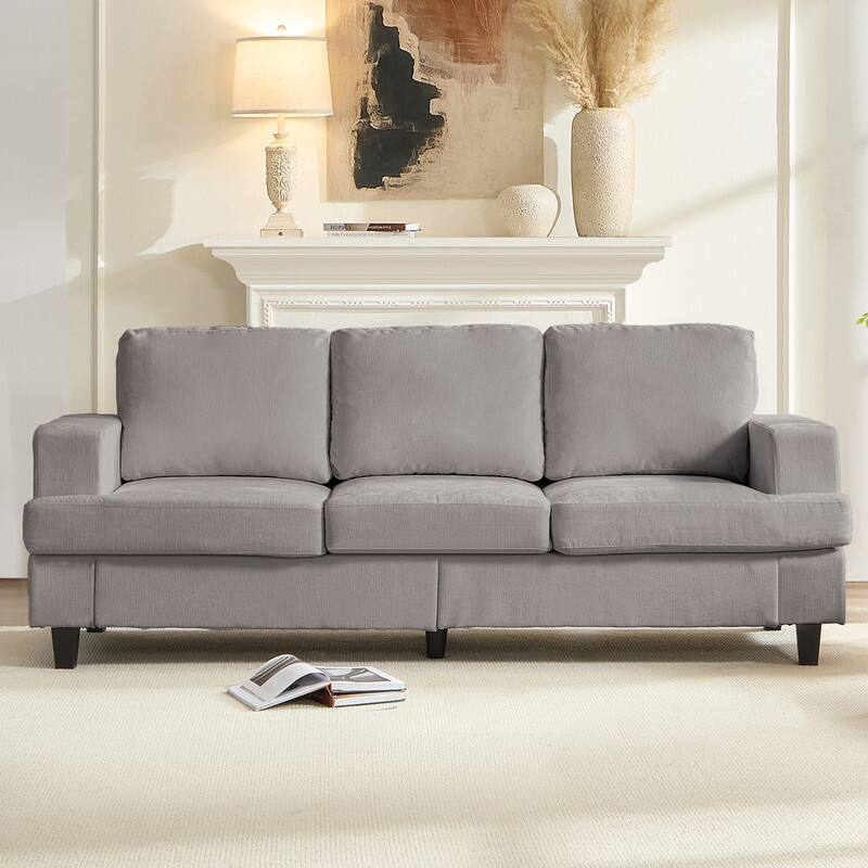 Mixoy W82" Chenille Straight Sectional Sofa,Cloud Sleeper Comfy Upholstered 3-Seater Sofa Couch - Light grey - Symmetrical