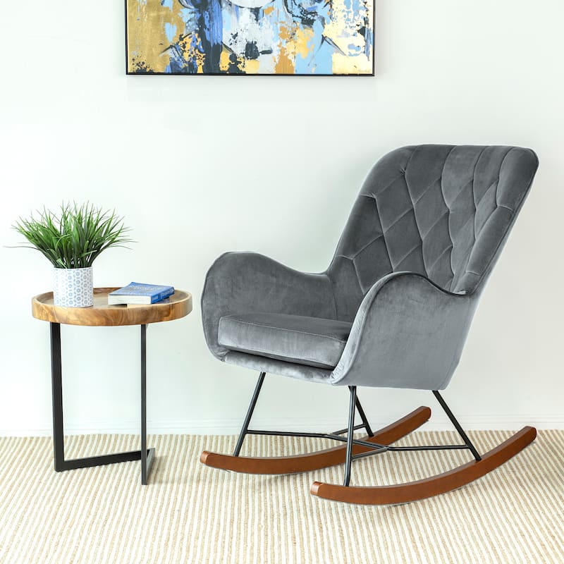 Salisbury Mid-Century Modern Velvet Rocking Chair