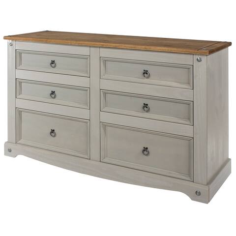Wood Dresser 3+3 Drawers Chest Corona Collection Furniture Dash