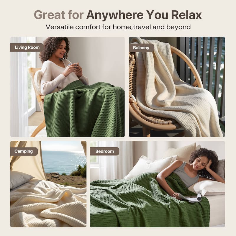 Madison Park Waffle Weave Cotton Blanket