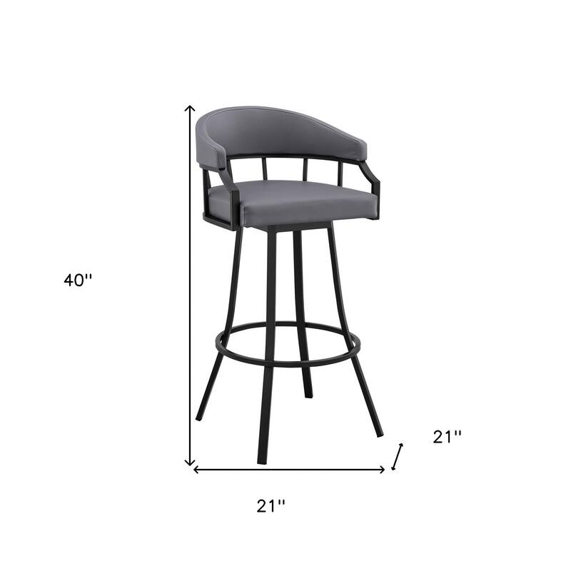 Faux Leather Swivel Bar Chair with Iron Frame and Footrest