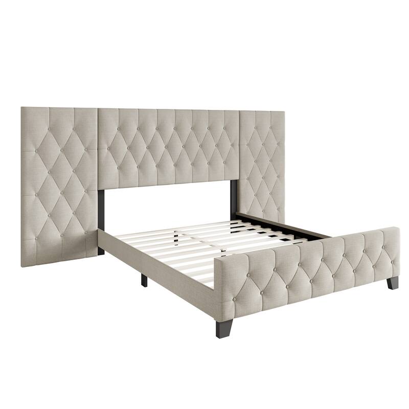 CraftPorch Modern Button Tufted Diamond Bed