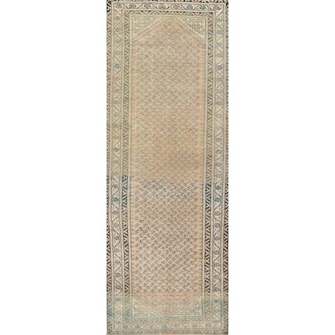 Paisley Botemir Persian Wool Runner Rug Hand-knotted Staircase Carpet - 3'3" x 10'2"