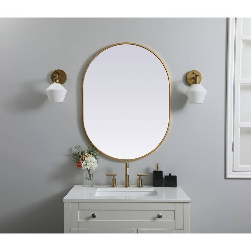 Indigo Home Metal Frame Oval Mirror 27x36 Inch