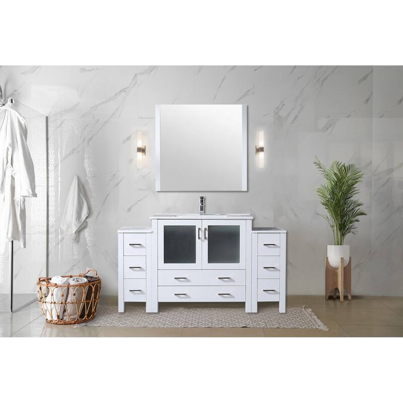 Volez Bath Vanity with Side Cabinets, Ceramic Top & Sink