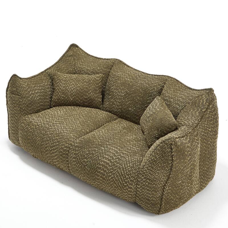 73.2" Chenille Oversized Beanbag Sofa Chair with High-Resilience Foam, Armrests and Handles