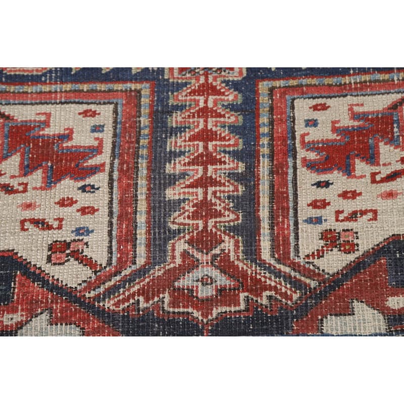 Pre-1900 Antique Heriz Serapi Persian Rug Handmade Wool Carpet - 7'10"x 10'6"