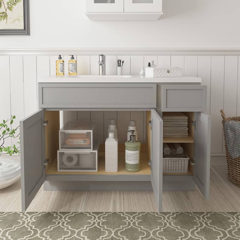 Vanity Art 42" Birch Freestanding Bathroom Vanity Cabinet without Top