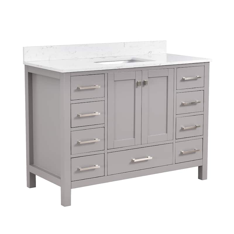StarrySky 48 inch Undermount Single Sink Bathroom Vanity with Engineered Carrara Marble Top