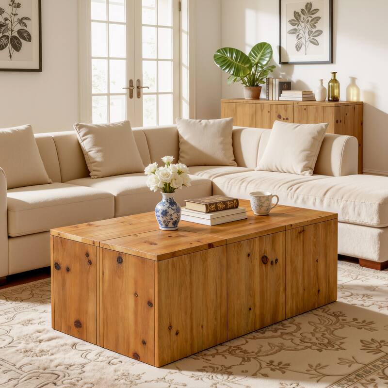 47" Rectangle Solid Wood Coffee Table - Wood