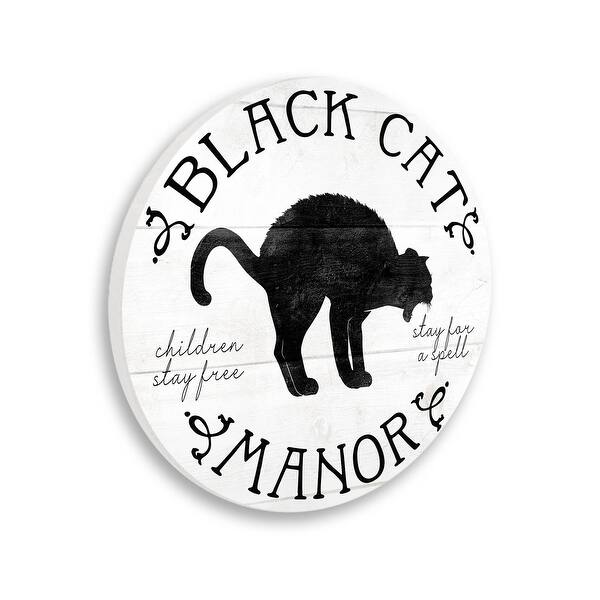 Stupell Black Cat Manor Sign Circular Wall Plaque, Design by Lil' Rue Bed Bath & Beyond 36972695