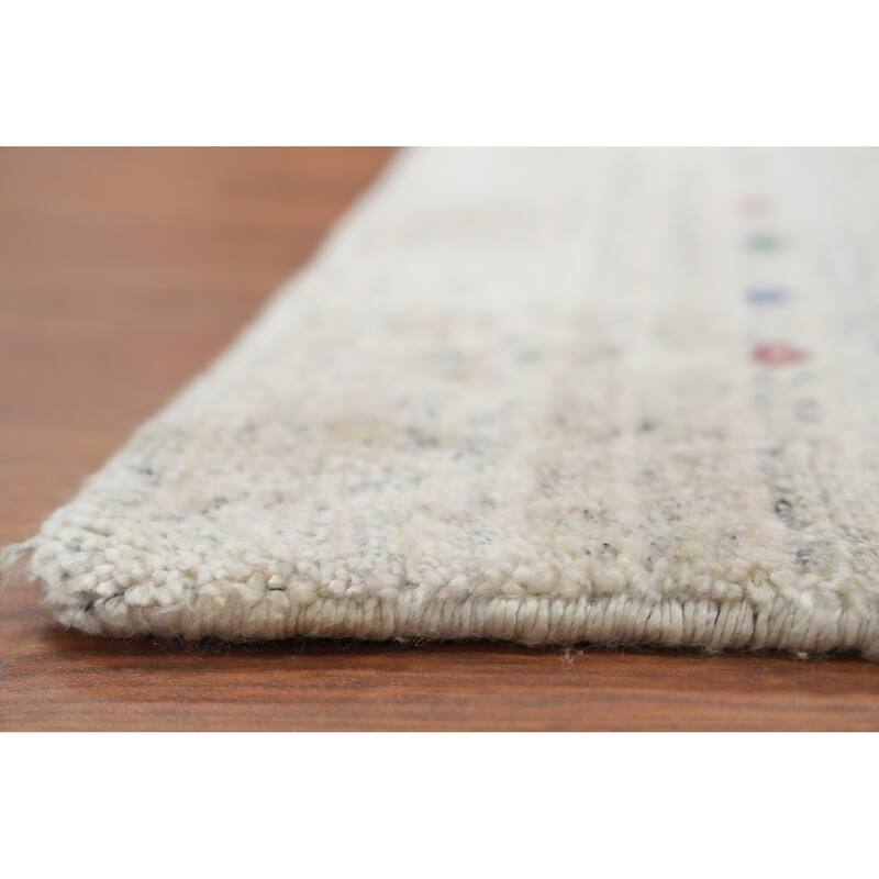 Hand Knotted Oriental Viscose Silk Carpet Tribal Animal Pictorial Beige & Ivories Gabbeh Area Rug - 11' 10'' X 8' 8''