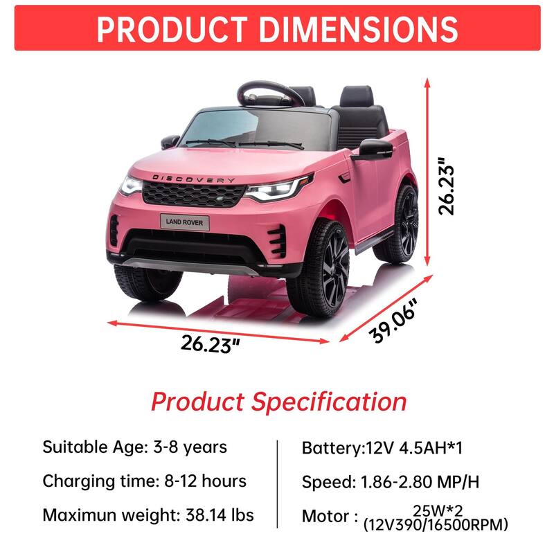12V Licensed Land Rover 2 Seater Ride on Car for Kids