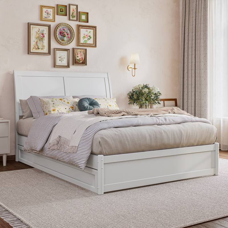 Andorra Platform Bed with Panel Footboard and Twin Trundle