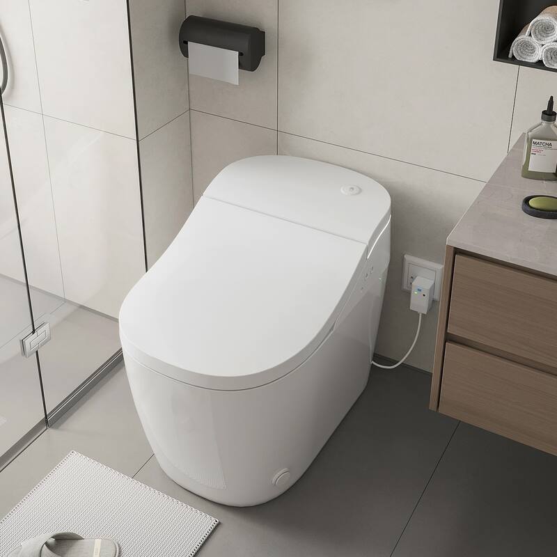 Vittuone Smart Bidet Toilet Combo with Clean Foam Shield Splash Proof,Uv Sterilization,Aroma Diffuser,Foot Sensor Operation