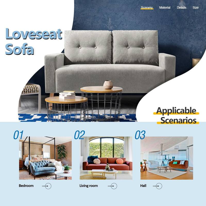 Homall Mid-Century Loveseat Button Tufted 2 Seater Sofa