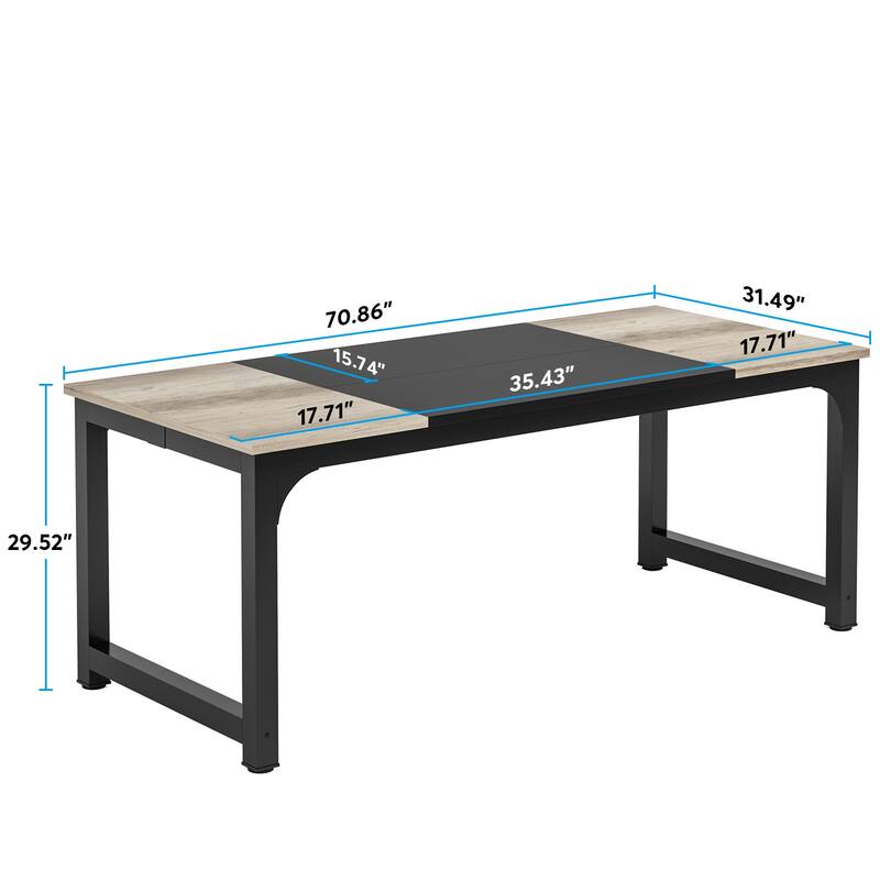 6FT Modern Rectangular Conference Table - 70.86" L x 31.49" W x 29.52" H