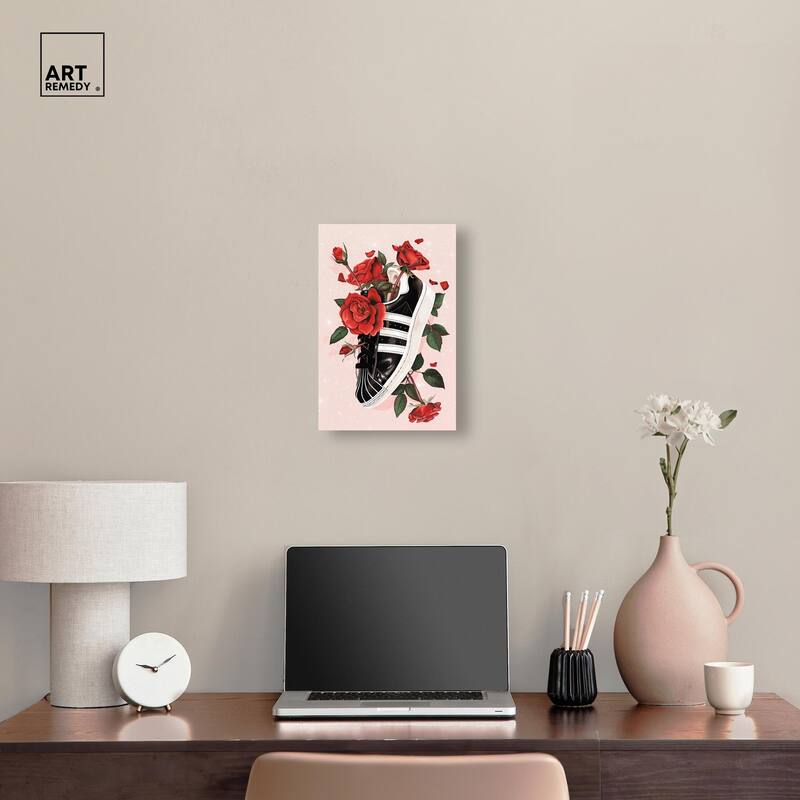 Sporty Sneaker Flowers Canvas by Art Remedy, Gallery Wrapped