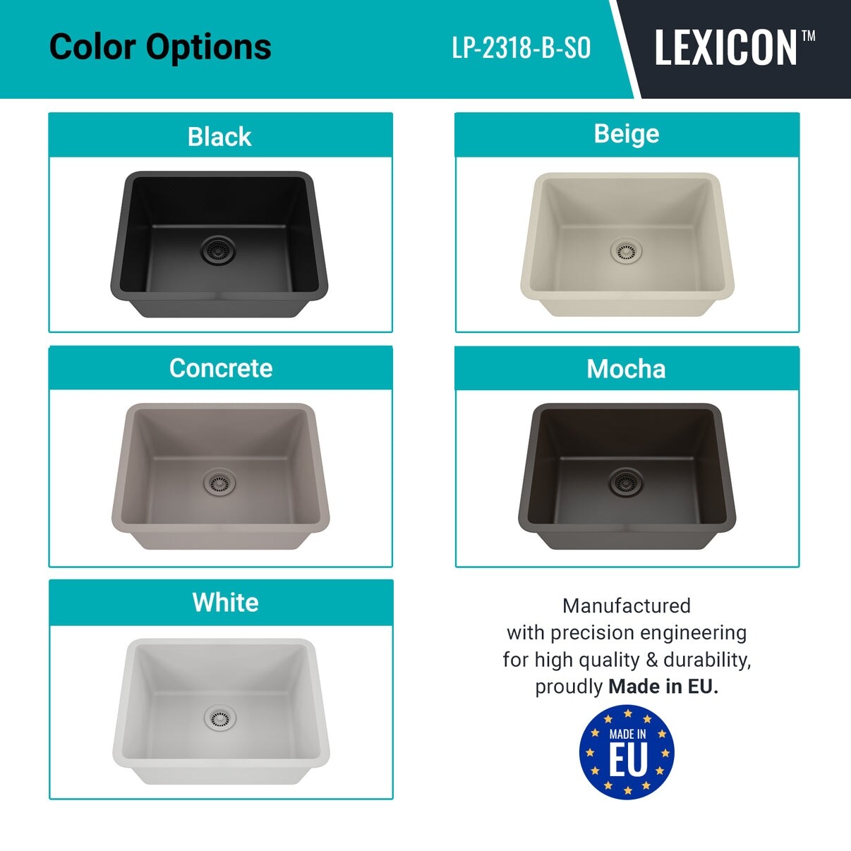 23 Inch Lexicon Platinum Quartz Composite Drop-in Undermount