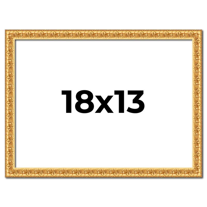 18x13 Frame Gold Real Wood Picture Frame Width 1 inches | Interior