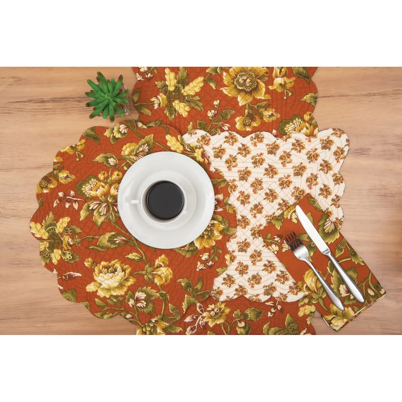 Estelle Reversible Floral Damask Napkin Set of 6 - Set of 6